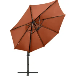 MAISON EXCLUSIVE - Parasol de jardin en porte-à-faux avec mât et lumières led