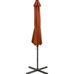MAISON EXCLUSIVE - Parasol de jardin en porte-à-faux avec mât et lumières led