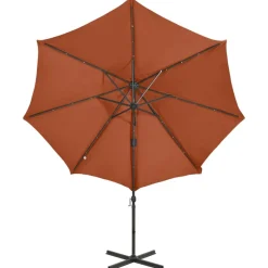 MAISON EXCLUSIVE - Parasol de jardin en porte-à-faux avec mât et lumières led
