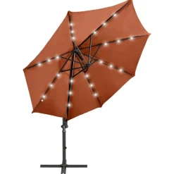 MAISON EXCLUSIVE - Parasol de jardin en porte-à-faux avec mât et lumières led