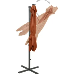 MAISON EXCLUSIVE - Parasol de jardin en porte-à-faux avec mât et lumières led
