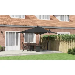 MAISON EXCLUSIVE - Parasol de jardin en porte-à-faux avec mât en bois anthracite
