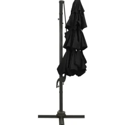 MAISON EXCLUSIVE - Parasol de jardin à 4 niveaux avec mât en aluminium noir 3x3 m