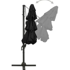 MAISON EXCLUSIVE - Parasol de jardin à 4 niveaux avec mât en aluminium noir 3x3 m