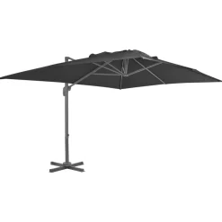 MAISON EXCLUSIVE - Parasol de jardin en porte-à-faux avec mât en aluminium noir