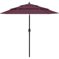 MAISON EXCLUSIVE - Parasol de jardin à 3 niveaux mât en aluminium rouge bordeaux
