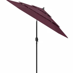 MAISON EXCLUSIVE - Parasol de jardin à 3 niveaux mât en aluminium rouge bordeaux
