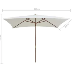 MAISON EXCLUSIVE - Parasol avec poteau en bois 200 x 300 cm blanc crème