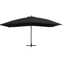 MAISON EXCLUSIVE - Parasol suspendu avec mât en bois 400x300 cm noir