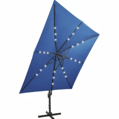 MAISON EXCLUSIVE - Parasol de jardin en porte-à-faux et mât et lumières led