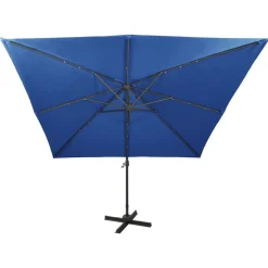 MAISON EXCLUSIVE - Parasol de jardin en porte-à-faux et mât et lumières led
