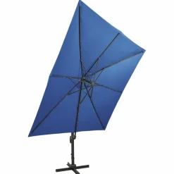 MAISON EXCLUSIVE - Parasol de jardin en porte-à-faux et mât et lumières led
