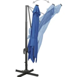 MAISON EXCLUSIVE - Parasol de jardin en porte-à-faux et mât et lumières led