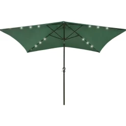 MAISON EXCLUSIVE - Parasol de jardin avec led et mât en acier vert 2x3 m