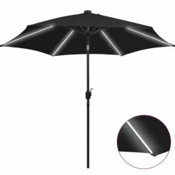 MAISON EXCLUSIVE - Parasol de jardin avec lumières led et mât en aluminium noir