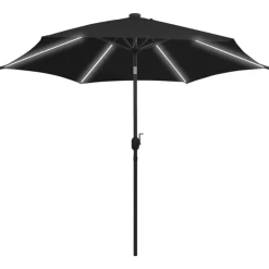 MAISON EXCLUSIVE - Parasol de jardin avec lumières led et mât en aluminium noir