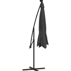 MAISON EXCLUSIVE - Parasol de jardin en porte-à-faux et lumières led mât en acier