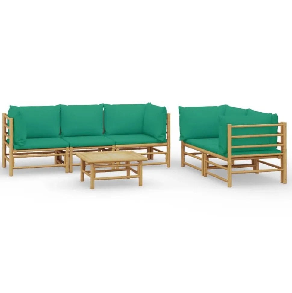MAISON EXCLUSIVE - Salon de jardin 6 pcs avec coussins vert bambou