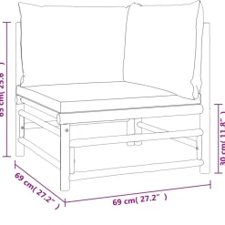 MAISON EXCLUSIVE - Salon de jardin 6 pcs avec coussins vert bambou