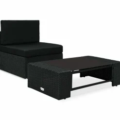 MAISON EXCLUSIVE - Salon de jardin 2 pcs résine tressée noir