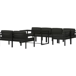 MAISON EXCLUSIVE - Salon de jardin 8 pcs avec coussins aluminium anthracite