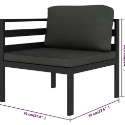 MAISON EXCLUSIVE - Salon de jardin 8 pcs avec coussins aluminium anthracite