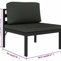 MAISON EXCLUSIVE - Salon de jardin 8 pcs avec coussins aluminium anthracite