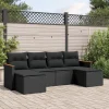 MAISON EXCLUSIVE - Salon de jardin 6 pcs avec coussins noir résine tressée