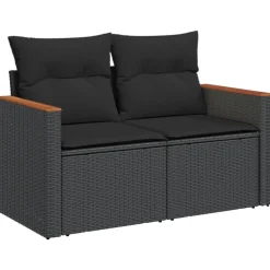 MAISON EXCLUSIVE - Salon de jardin 6 pcs avec coussins noir résine tressée