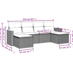 MAISON EXCLUSIVE - Salon de jardin 6 pcs avec coussins noir résine tressée