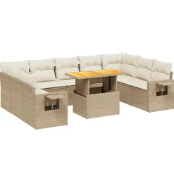 MAISON EXCLUSIVE - Salon de jardin avec coussins 10 pcs beige résine tressée