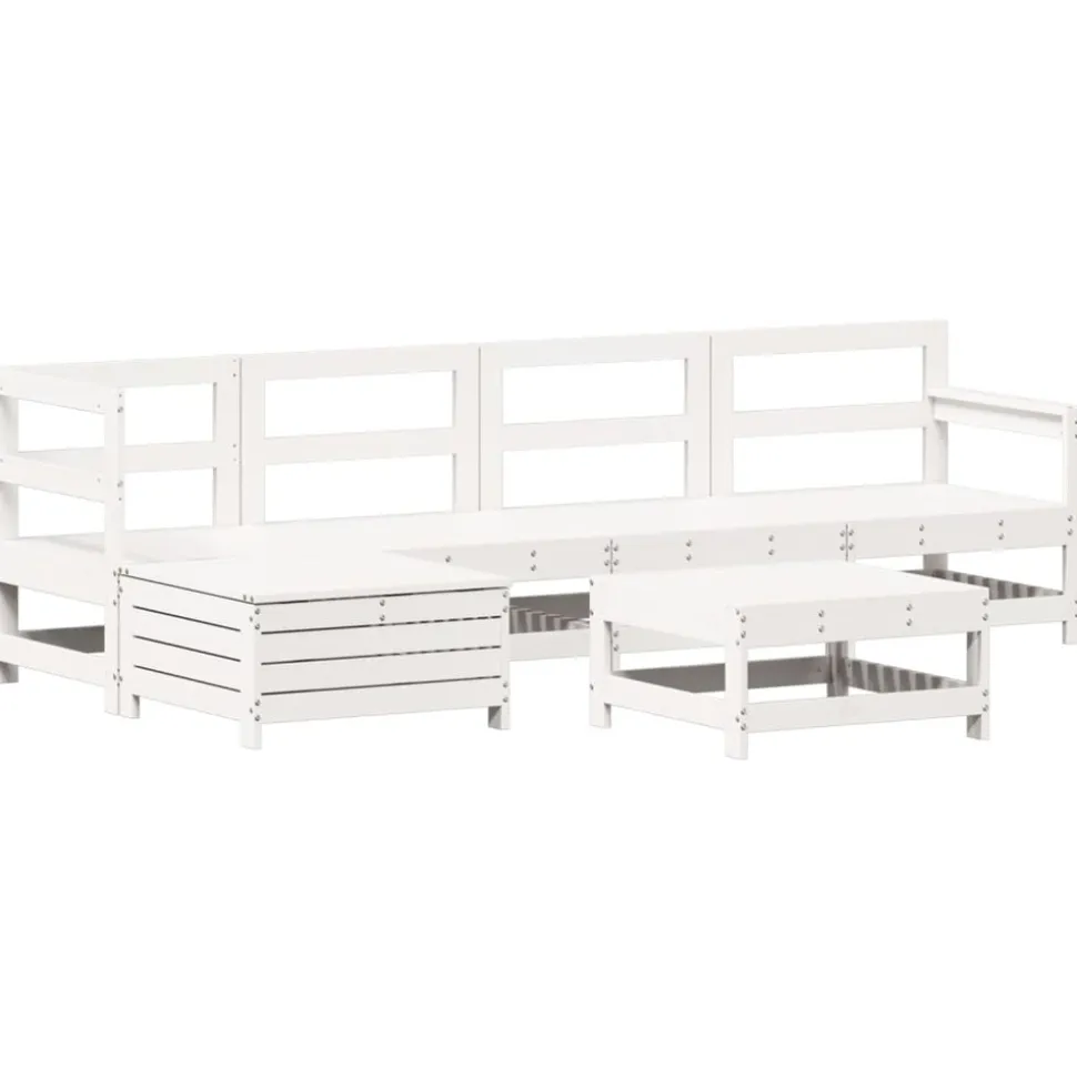 MAISON EXCLUSIVE - Salon de jardin 6 pcs blanc bois de pin massif
