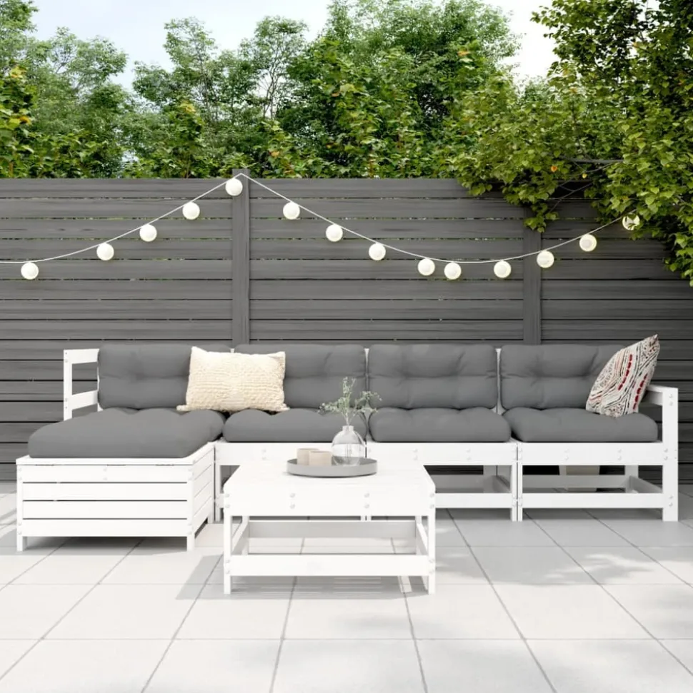 MAISON EXCLUSIVE - Salon de jardin 6 pcs blanc bois de pin massif