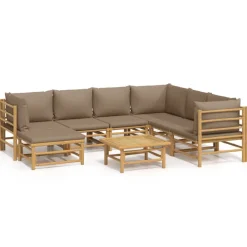 MAISON EXCLUSIVE - Salon de jardin 8 pcs avec coussins taupe bambou