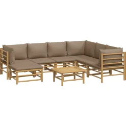 MAISON EXCLUSIVE - Salon de jardin 8 pcs avec coussins taupe bambou