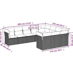 MAISON EXCLUSIVE - Salon de jardin 10 pcs avec coussins marron résine tressée