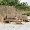 MAISON EXCLUSIVE - Salon de jardin 8 pcs avec coussins taupe bambou