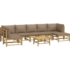 MAISON EXCLUSIVE - Salon de jardin 8 pcs avec coussins taupe bambou