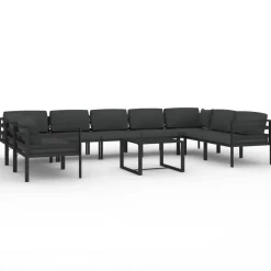 MAISON EXCLUSIVE - Salon de jardin 10 pcs avec coussins aluminium anthracite
