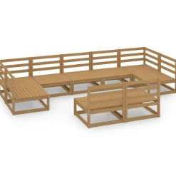 MAISON EXCLUSIVE - Salon de jardin 9 pcs bois de pin massif