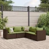MAISON EXCLUSIVE - Salon de jardin 5 pcs avec coussins marron résine tressée