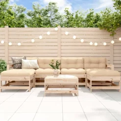 MAISON EXCLUSIVE - Salon de jardin 7 pcs avec coussins bois massif