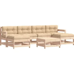 MAISON EXCLUSIVE - Salon de jardin 7 pcs avec coussins bois massif