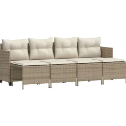 MAISON EXCLUSIVE - Salon de jardin avec coussins 5 pcs beige résine tressée