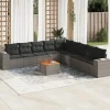 MAISON EXCLUSIVE - Salon de jardin avec coussins 10 pcs gris résine tressée