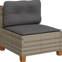 MAISON EXCLUSIVE - Salon de jardin avec coussins 7 pcs gris résine tressée