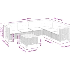 MAISON EXCLUSIVE - Salon de jardin avec coussins 7 pcs gris résine tressée