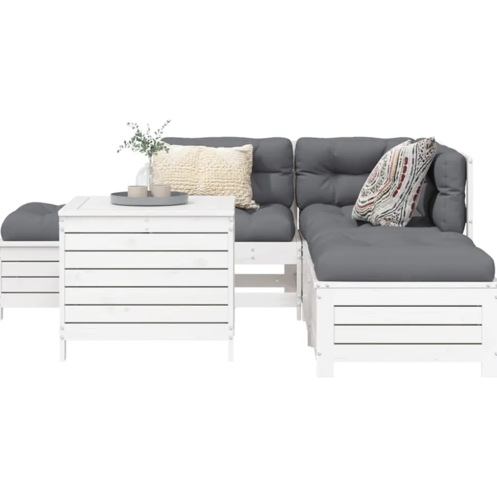 MAISON EXCLUSIVE - Salon de jardin 6 pcs blanc bois de pin massif