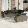 MAISON EXCLUSIVE - Salon de jardin 8 pcs avec coussins gris résine tressée