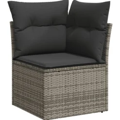 MAISON EXCLUSIVE - Salon de jardin 8 pcs avec coussins gris résine tressée